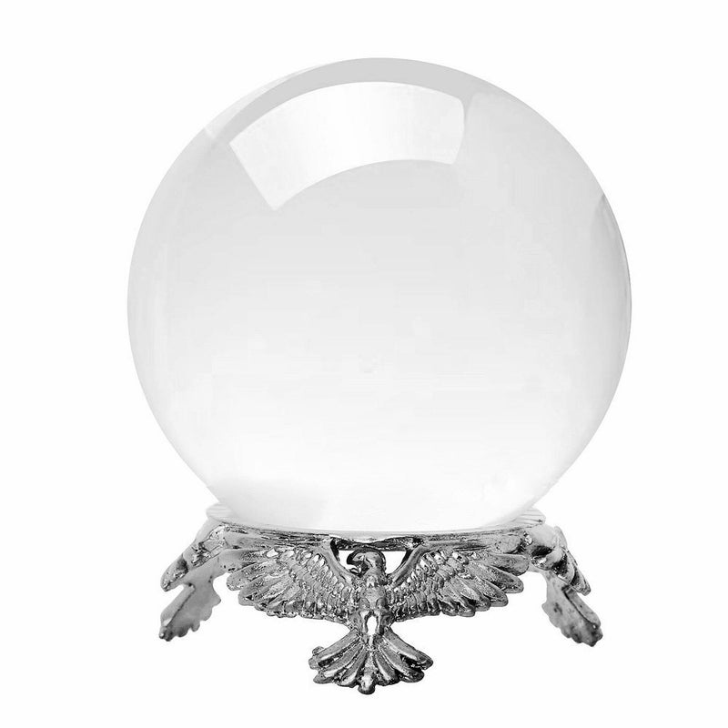 Amlong Crystal Small Clear Crystal Ball 50mm 2 inch Diameter with Silver Eagle Stand
