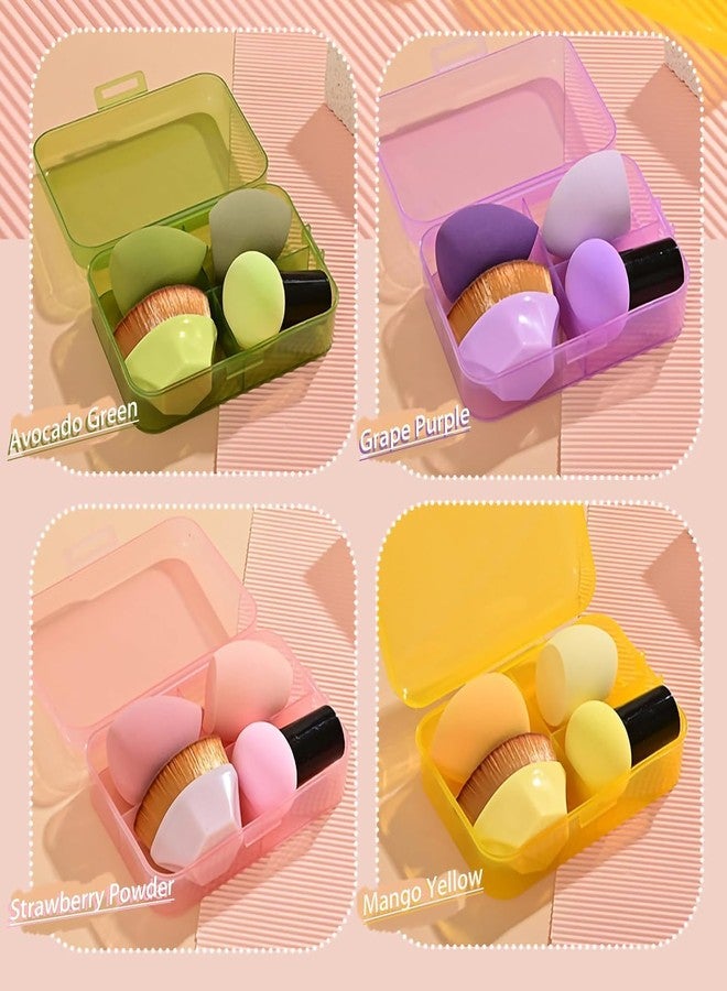 COSLUXE 4Pcs Makeup Sponges Set With Storage Jar, 2 Blenders, 1 Foundation Brush With 1 Mushroom Head Sponge Cushions For Liquid, Cream & Powder, Multicolor Makeup Sponge Set for All types Of Skin - Image 3