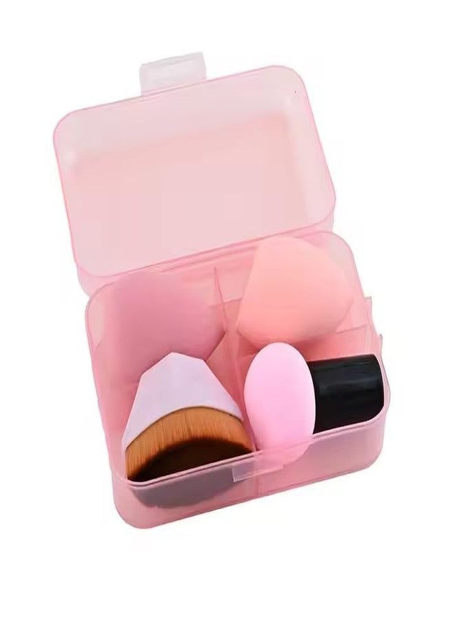 COSLUXE 4Pcs Makeup Sponges Set With Storage Jar, 2 Blenders, 1 Foundation Brush With 1 Mushroom Head Sponge Cushions For Liquid, Cream & Powder, Multicolor Makeup Sponge Set for All types Of Skin - Image 5