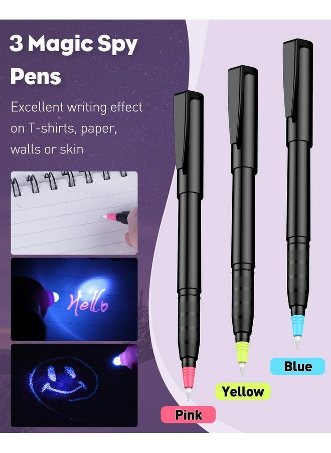 Uniclife 3 Pcs Invisible Ink Pen With 3 Pcs Uv Led Keychain Flashlight, Spy Pen, Disappearing Ink Magic Pen For Secret Notes, Magic Spy Marker With Purple Light For Christmas Halloween Holiday Present  - Image 3
