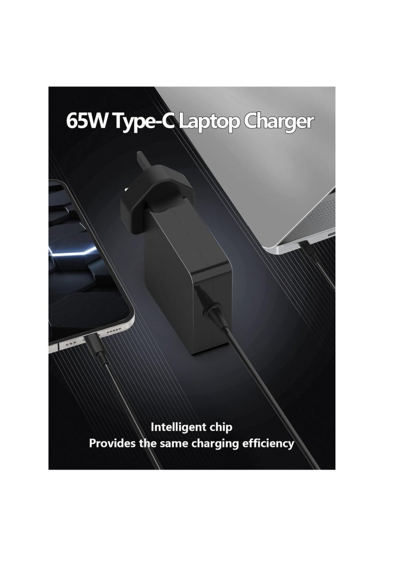 Terabyte Universal 65W USB C Charger - USB C Laptop Charger : for Huawei/Lenovo/HP/Asus/Dell/Samsung/Acer/Mac Book pro And All Computer or Smart Phones, Fast Type C AC Power Adapter Cord - Image 2