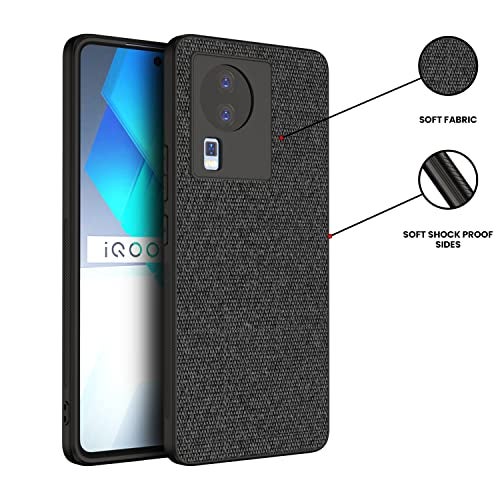 Kapa Soft Full Fabric for Vivo IQOO Neo 7 / Neo 7 PRO (5G) Back Cover | Shockproof Slim Hard Anti Slip Back Case (Black) - Image 2