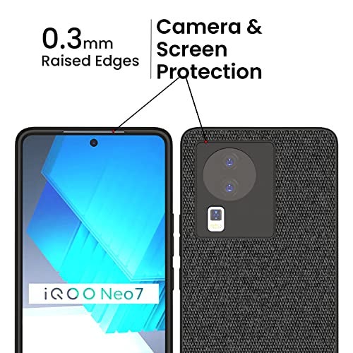 Kapa Soft Full Fabric for Vivo IQOO Neo 7 / Neo 7 PRO (5G) Back Cover | Shockproof Slim Hard Anti Slip Back Case (Black) - Image 3