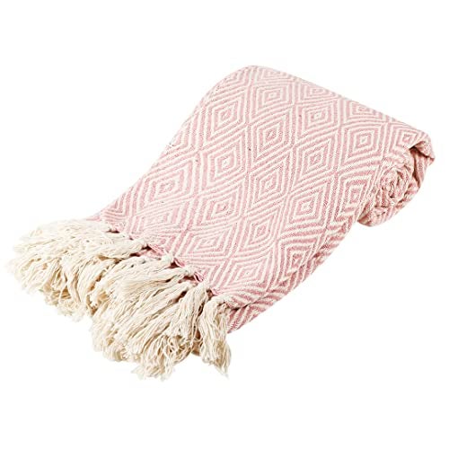 SASHAA WORLD Cotton Throw Blanket | Throw for Living Room, Sofa, Bed, Chair, Picnic & Used for Gift | Cotton Diamond Throw 130x 180 cm (Pink) - Image 4