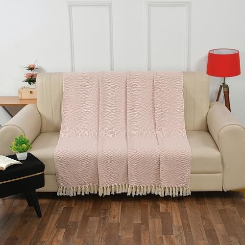 SASHAA WORLD Cotton Throw Blanket | Throw for Living Room, Sofa, Bed, Chair, Picnic & Used for Gift | Cotton Diamond Throw 130x 180 cm (Pink) - Image 5