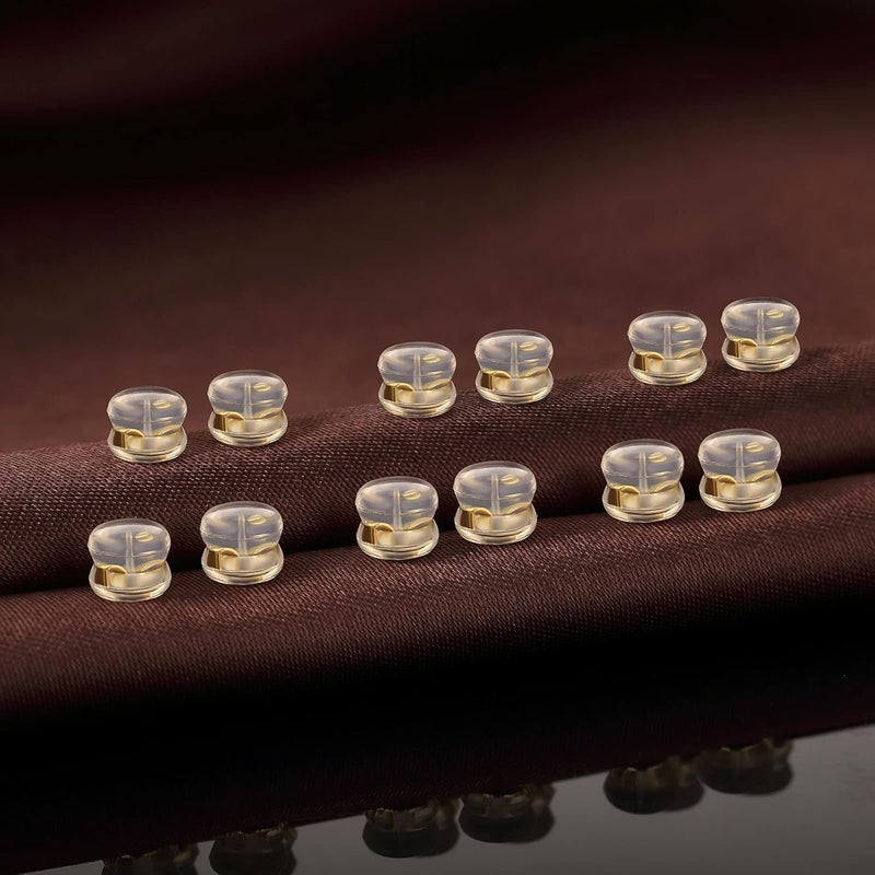 DELECOE 6 Pairs Silicone Earring Backs - 14K Gold, Secure Locking, Hypoallergenic for Studs & Hoops - Image 4