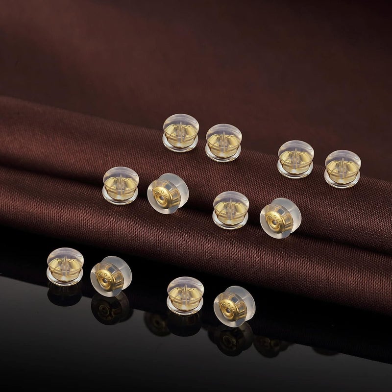 DELECOE 6 Pairs Silicone Earring Backs - 14K Gold, Secure Locking, Hypoallergenic for Studs & Hoops - Image 5