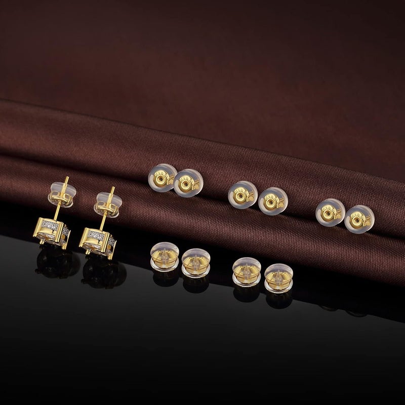 DELECOE 6 Pairs Silicone Earring Backs - 14K Gold, Secure Locking, Hypoallergenic for Studs & Hoops - Image 2