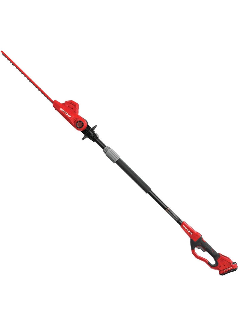 CRAFTSMAN CRAFTSMAN V20 Cordless Pole Hedge Trimmer 18Inch Extended Reach Battery and Charger Included CMCPHT818D1  - Image 1