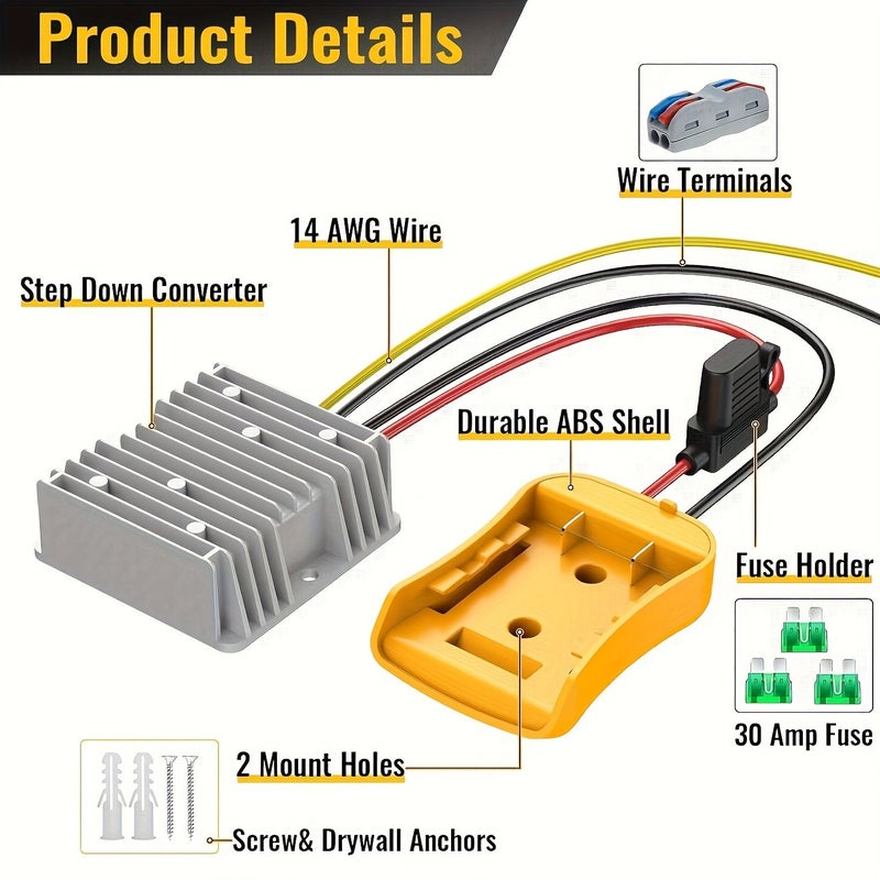 2 Pack 20V to 12V Step Down Converter with Low Voltage Protection - Image 4
