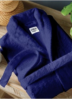 BYFT Daffodil Navy Blue Premium Unisex Bathrobe, Terry Cotton, Highly Absorbent and Quick dry, Hotel and Spa Quality Bathrobe for Men and Women-400Gsm  - Image 1