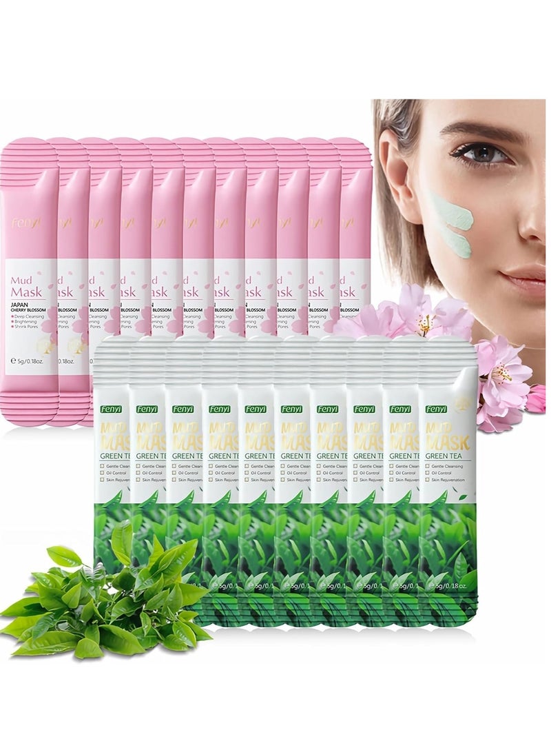فيني 20 قطعة قناع الطين ، مجموعة قناع الطين للتطهير العميق ، التحكم في الزيت ، تقليص المسام ، هدية أقنعة الوجه الطينية المرطبة ، أقنعة الوجه النباتية 100٪ العناية بالبشرة لجميع أنواع البشرة 5 جم * 20 - Image 1
