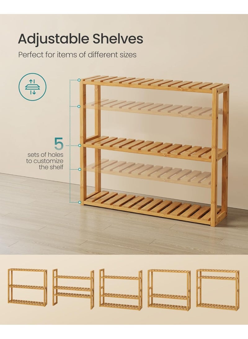 سونمجز رف حمام من الخيزران، رف نباتات قابل للتعديل بثلاث طبقات، مثبت على الحائط أو حامل، في غرفة المعيشة، الشرفة، المطبخ، 15 × 60 × 54 سم طبيعي - Image 5