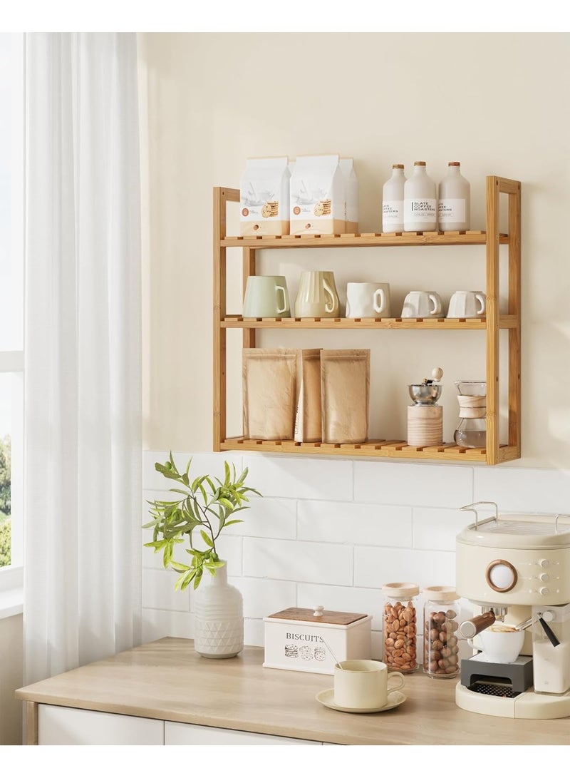 سونمجز رف حمام من الخيزران، رف نباتات قابل للتعديل بثلاث طبقات، مثبت على الحائط أو حامل، في غرفة المعيشة، الشرفة، المطبخ، 15 × 60 × 54 سم طبيعي - Image 2