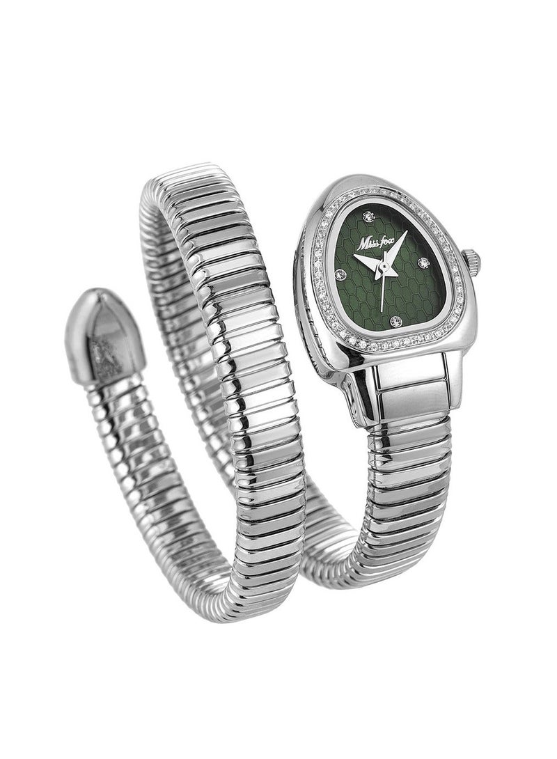 مس_فوكس المرأة ووتش الثعبان ووتش سوار رأس الثعبان الفولاذ المقاوم للصدأ مع الماس ووتش الثعبان - Image 1