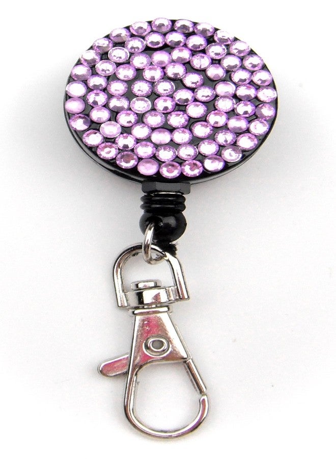 ALL in ONE Rhinestone Lanyard Bling Crystal Necklace + Badge Reel + Horizontal Card Holder for Business Id/Key (Purple) - Image 4