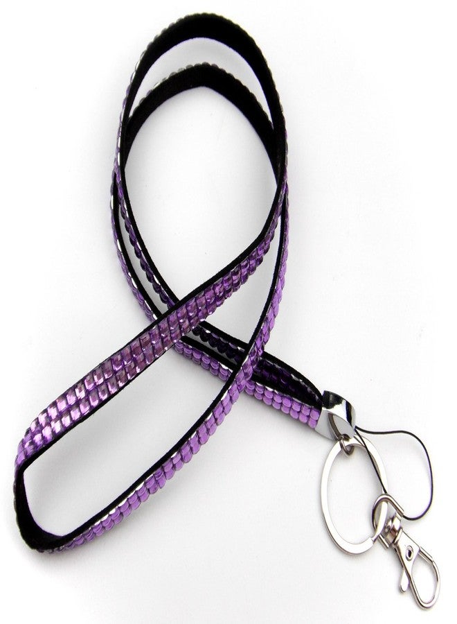 ALL in ONE Rhinestone Lanyard Bling Crystal Necklace + Badge Reel + Horizontal Card Holder for Business Id/Key (Purple) - Image 3