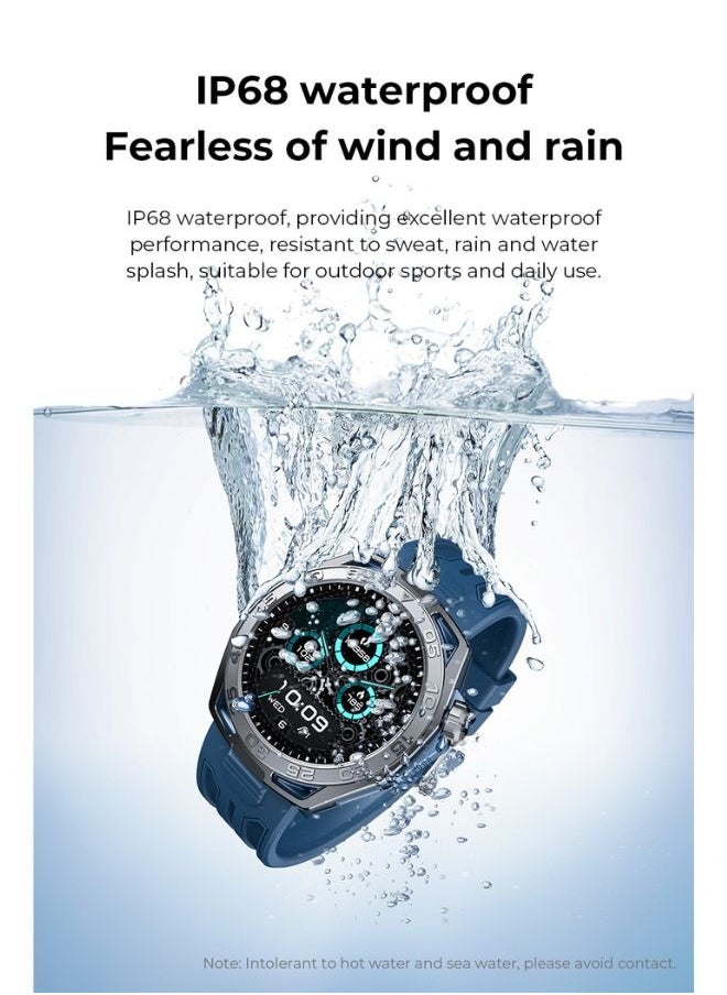 TELUX VITAL Smart Calling Watch with 1.43” AMOLED Display & AI Voice Assistant, Heart Rate & BP Monitoring, Sleep Tracking, 100+ Modes, IP68 Waterproof, 10-Day Battery, Android & iOS Ap (Blue)