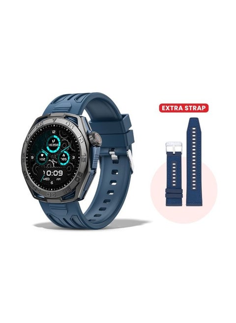 TELUX VITAL Smart Calling Watch with 1.43” AMOLED Display & AI Voice Assistant, Heart Rate & BP Monitoring, Sleep Tracking, 100+ Modes, IP68 Waterproof, 10-Day Battery, Android & iOS Ap (Blue)