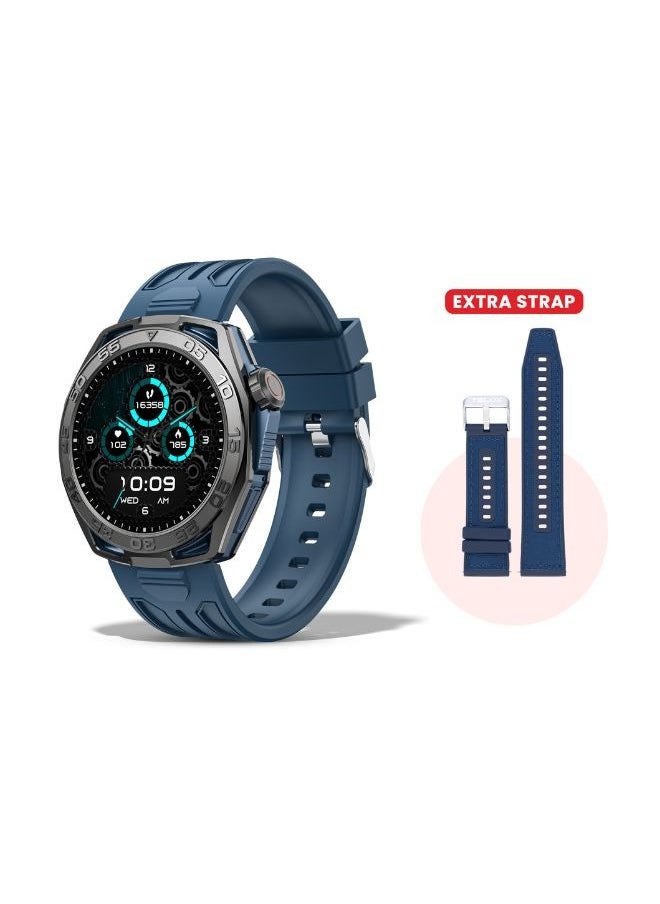 TELUX TELUX VITAL Smart Calling Watch with 1.43” AMOLED Display & AI Voice Assistant, Heart Rate & BP Monitoring, Sleep Tracking, 100+ Modes, IP68 Waterproof, 10-Day Battery, Android & iOS Ap (Blue)  - Image 1