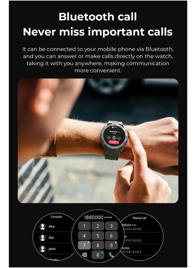 TELUX VITAL Smart Calling Watch with 1.43” AMOLED Display & AI Voice Assistant, Heart Rate & BP Monitoring, Sleep Tracking, 100+ Modes, IP68 Waterproof, 10-Day Battery, Android & iOS Ap (Blue)