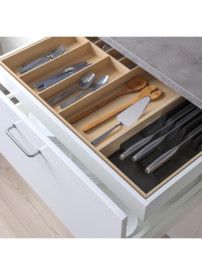 زبون صينية أدوات مائدة/صينية مع حامل سكاكين، من الخيزران الفاتح، 72×50 سم - Image 2