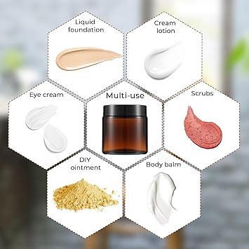 YUXIANLB YUXIANLB 2Pcs Small Glass Containers with Lids Amber Glass Jars with Black Lids Inner Liners Empty Round Cream Jar Refillable Cosmetic Containers for Cream Lotion Powder Ointments - Image 4