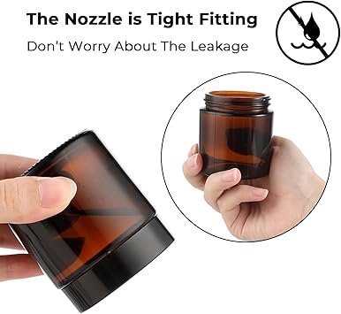 YUXIANLB YUXIANLB 2Pcs Small Glass Containers with Lids Amber Glass Jars with Black Lids Inner Liners Empty Round Cream Jar Refillable Cosmetic Containers for Cream Lotion Powder Ointments - Image 5