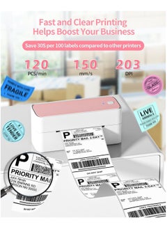 XiuWoo Bluetooth Thermal Label Printer 4x6, Wireless Shipping Label Printer for Small Business and Packages for Phone Pad PC,Thermal Label Printer for Various Platforms, Pink  - Image 5