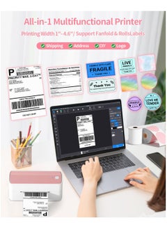XiuWoo Bluetooth Thermal Label Printer 4x6, Wireless Shipping Label Printer for Small Business and Packages for Phone Pad PC,Thermal Label Printer for Various Platforms, Pink  - Image 3