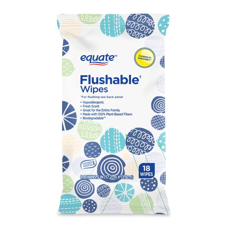Equate Fresh Scent Flushable Wipes 18 ct "3-PACK" - Image 2
