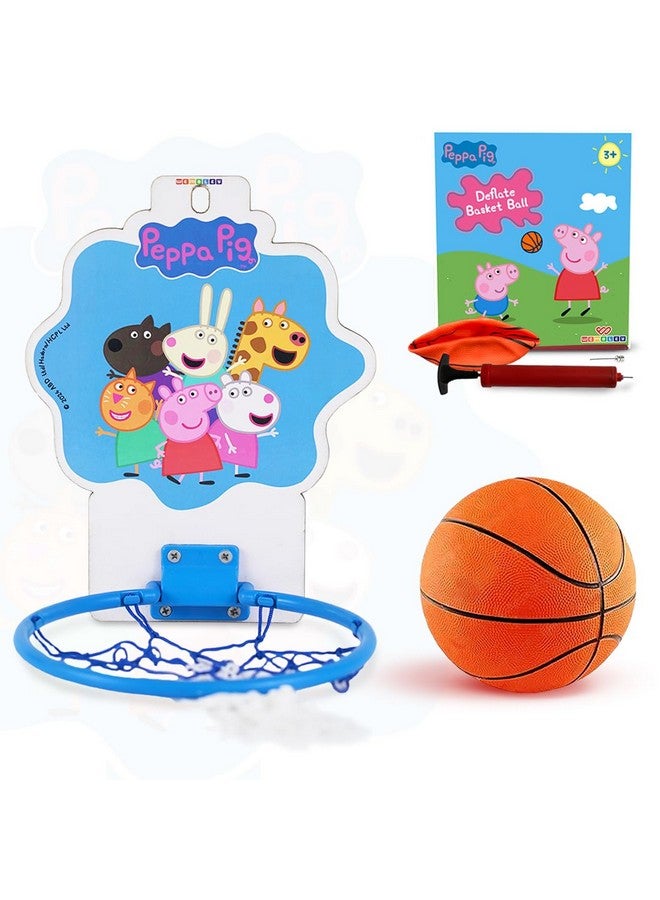 Wembley Peppa Pig Basket Ball for Kids Boys Girls Basketball Set with Deflated Ball, Hoop, Hanging Board & Pump Indoor Outdoor Games Birthday Gift for Children - Friends - Image 1