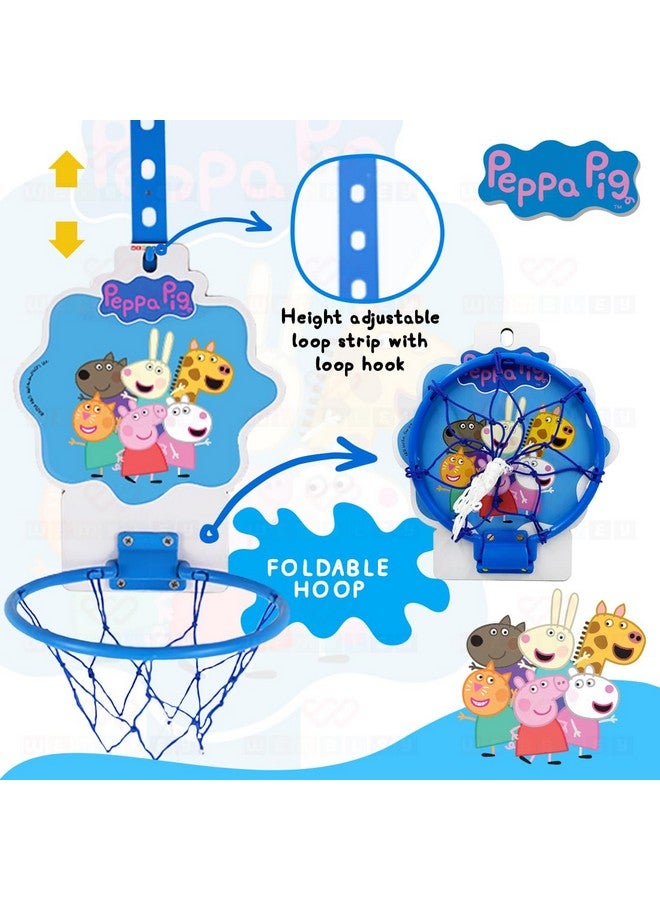 Wembley Peppa Pig Basket Ball for Kids Boys Girls Basketball Set with Deflated Ball, Hoop, Hanging Board & Pump Indoor Outdoor Games Birthday Gift for Children - Friends - Image 4