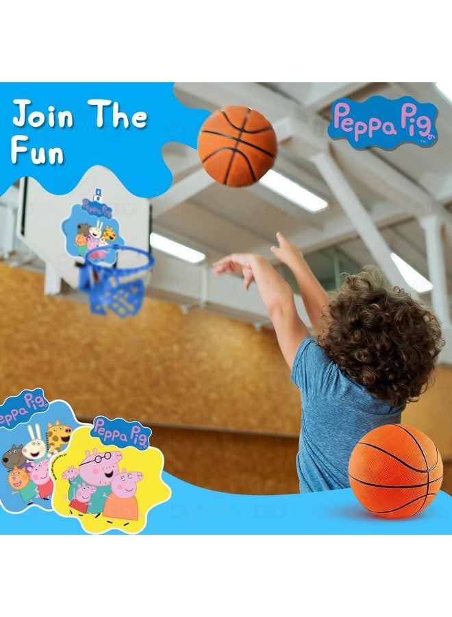 Wembley Peppa Pig Basket Ball for Kids Boys Girls Basketball Set with Deflated Ball, Hoop, Hanging Board & Pump Indoor Outdoor Games Birthday Gift for Children - Friends - Image 5