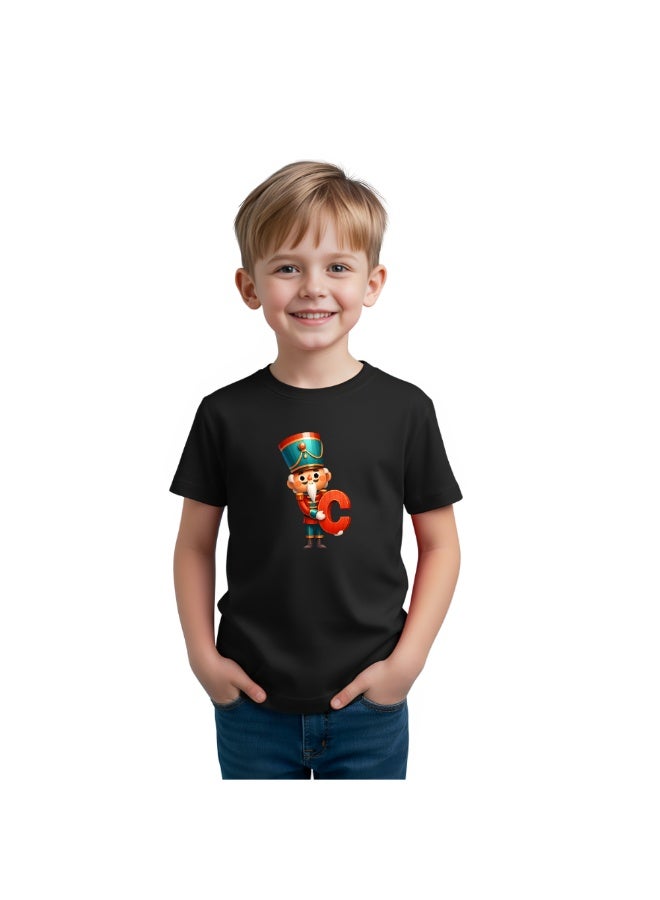 برينت شوب فور مي تي شيرت أسود مطبوع عليه حروف عيد الميلاد الأولى للجنسين - قطن برقبة دائرية وأكمام قصيرة - Image 1