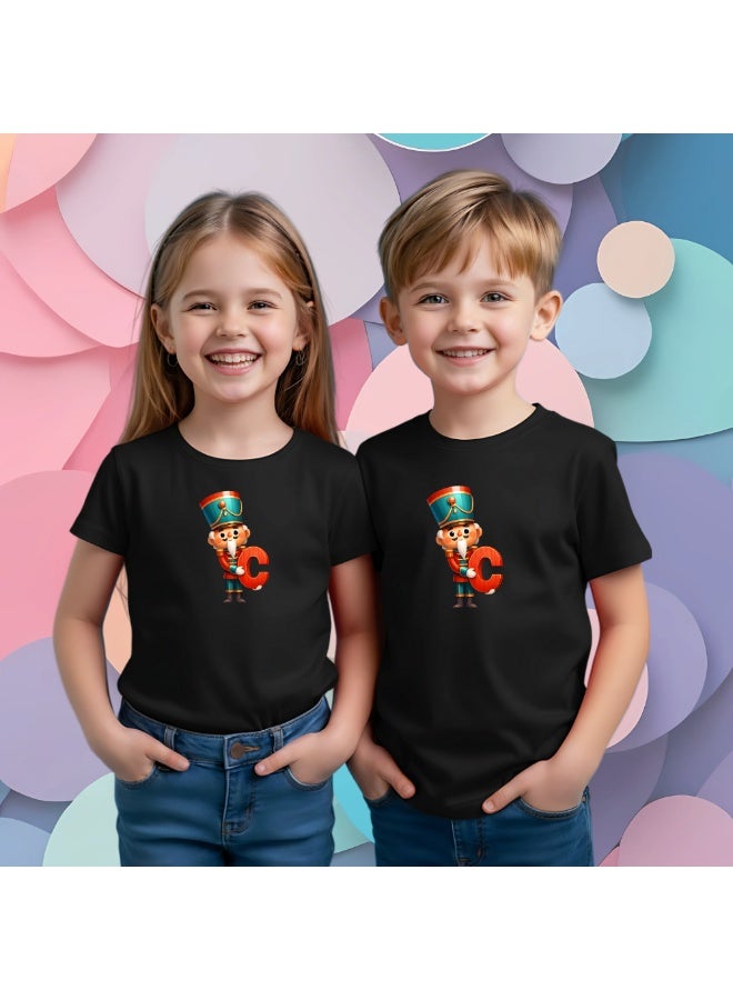 برينت شوب فور مي تي شيرت أسود مطبوع عليه حروف عيد الميلاد الأولى للجنسين - قطن برقبة دائرية وأكمام قصيرة - Image 4