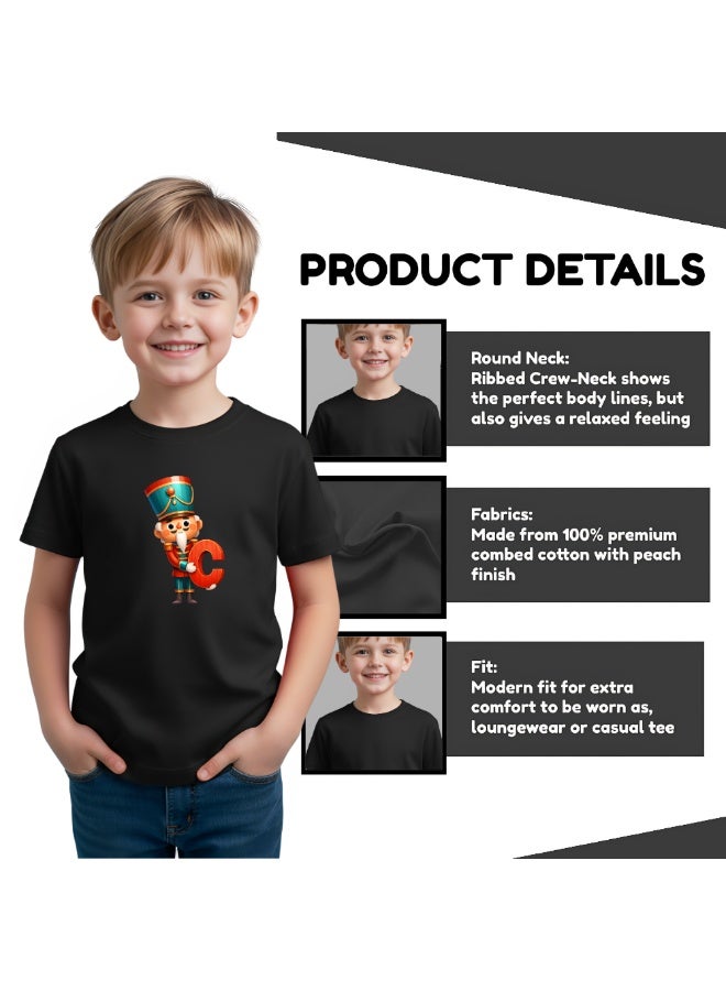 برينت شوب فور مي تي شيرت أسود مطبوع عليه حروف عيد الميلاد الأولى للجنسين - قطن برقبة دائرية وأكمام قصيرة - Image 5