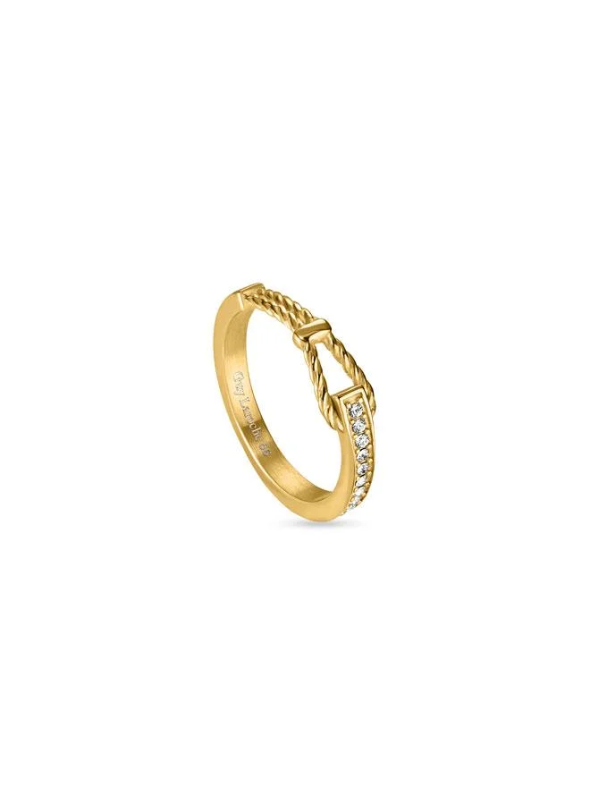 Guy Laroche Eleonore Yellow Gold Plated Stainless Steel Ring for Women, 56