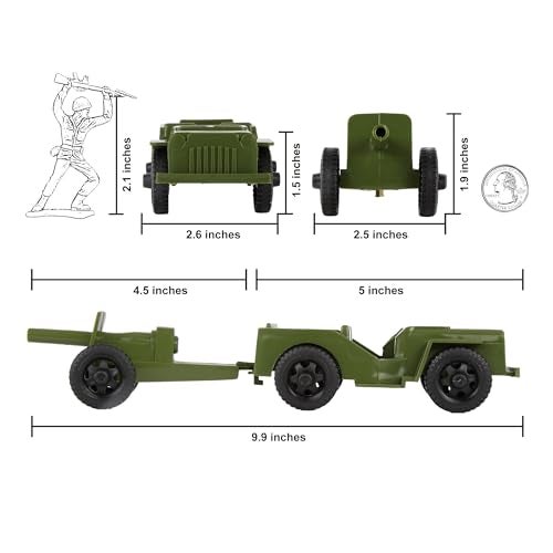 Tim Mee Toy TimMee Combat Patrol Willys & Artillery - OD Green 4pc Playset USA Made - Image 2