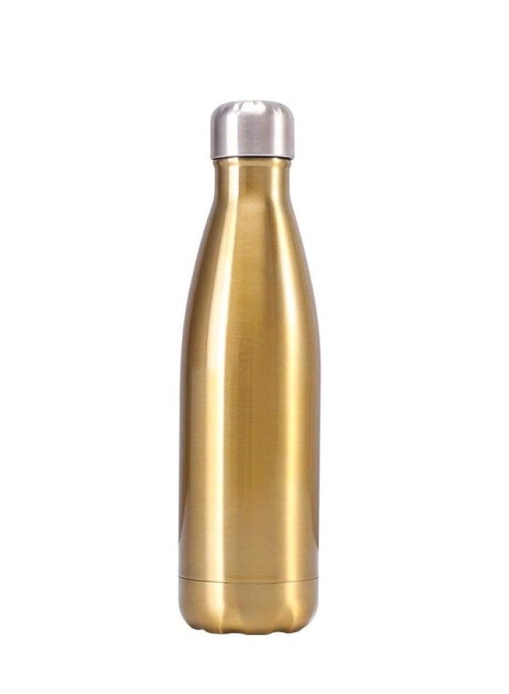 Double Wall Stainless Steel Sports Water Bottle 500ml Insulated gold - Image 1