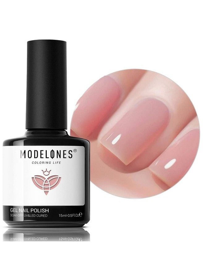 modelones - Gel Nail Polish 1 Pcs 15Ml Transparent Jelly Nude Pink Gel Polish Set Sheer Pink Champagne Color Nail Gel Polish Kit Soak Off Led Salon Diy At Home Gel Nail Manicure Gift For Women Girls - Image 1