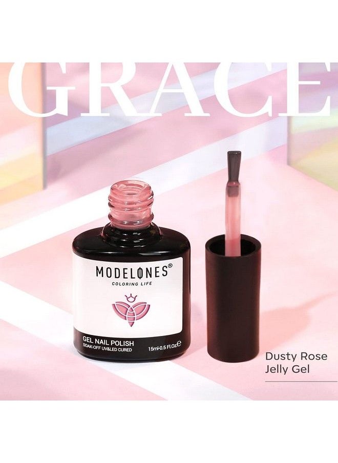 modelones - Gel Nail Polish 1 Pcs 15Ml Transparent Jelly Nude Pink Gel Polish Set Sheer Pink Champagne Color Nail Gel Polish Kit Soak Off Led Salon Diy At Home Gel Nail Manicure Gift For Women Girls - Image 1