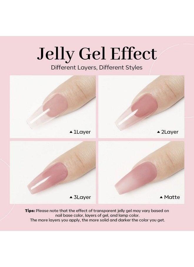 modelones - Gel Nail Polish 1 Pcs 15Ml Transparent Jelly Nude Pink Gel Polish Set Sheer Pink Champagne Color Nail Gel Polish Kit Soak Off Led Salon Diy At Home Gel Nail Manicure Gift For Women Girls - Image 1