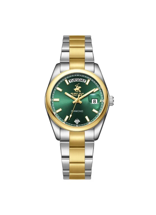 BEVERLY HILLS POLO CLUB BEVERLY HILLS POLO CLUB BP3709X.270 Women's Analog Display Watch & Metal Strap Silver/Gold