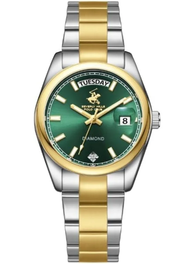 BEVERLY HILLS POLO CLUB Bp3709X.270 Women Analog Display Watch & Metal Strap Silver/Gold
