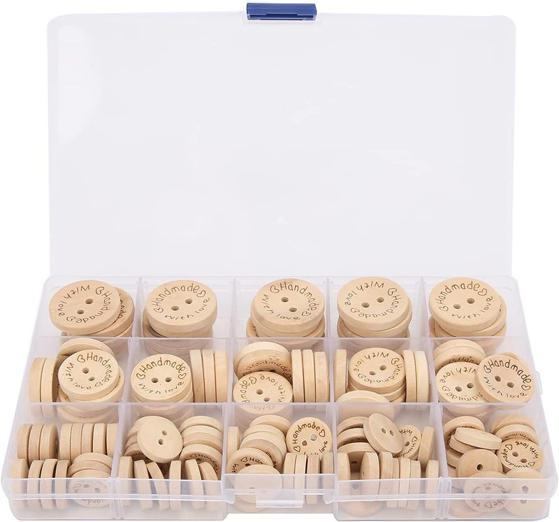 140pcs Wooden Buttons for Sewing Crafting and DIY Projects with 3 Sizes for Baby Clothes and Christmas Decorations - Image 4