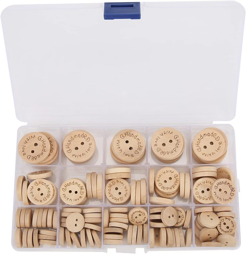 140pcs Wooden Buttons for Sewing Crafting and DIY Projects with 3 Sizes for Baby Clothes and Christmas Decorations - Image 5