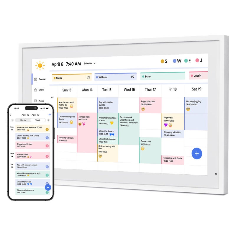 Dragon Touch 215 inch Digital Calendar Chore Chart Interactive Touchscreen Smart Family Planner Hearth Display Desk Digital Calendar Seamless Scheduling