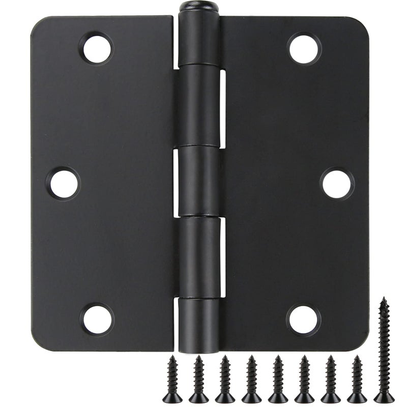 JIW 12 Pack Black Door Hinges Black Matte Black Hinges For Doors 3 1/2 Interior Door Hinges 3.5 "" X3.5 Inch Hinges Rounded 1/4 "" Raidus Standard Residential Bedroom Door Hinge Sturdy Door Hardware - Image 1
