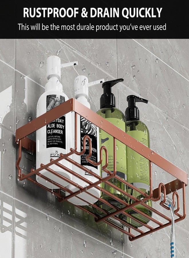 Moforoco Shower Caddy Shelf Organizer Rack, Self Adhesive Black Bathroom Shelves Basket, Home Farmhouse Wall Inside Organization and Storage Decor Rv Accessories, First Camper Apartment Essentials - Image 5